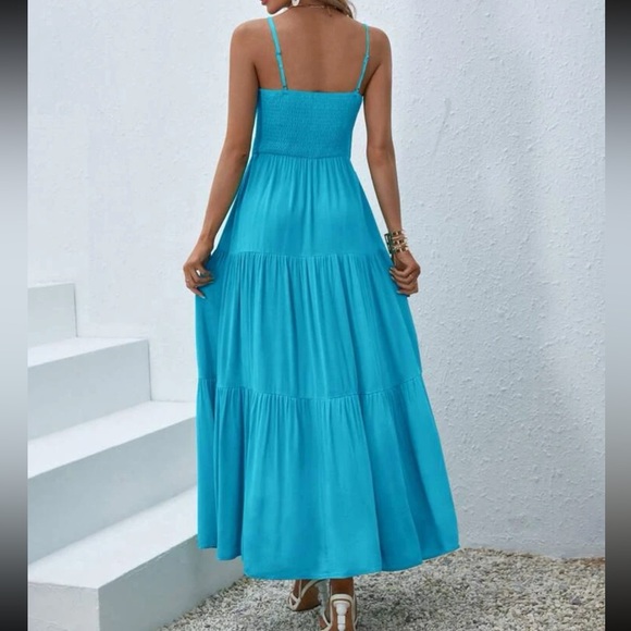 Boho ruched bustier ruffle hem cami dress - Picture 3 of 6